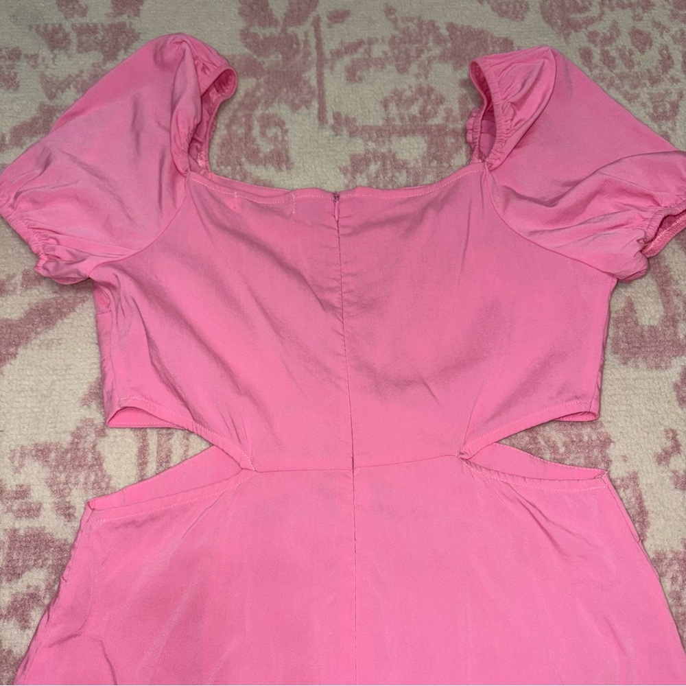 Hazel & Olive Fitted Pink Mini Dress Side Cutout and Puff Sleeves Women’s S - Picture 9 of 10